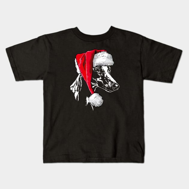 Funny Santa Whippet sighthound Christmas dog Kids T-Shirt by wilsigns